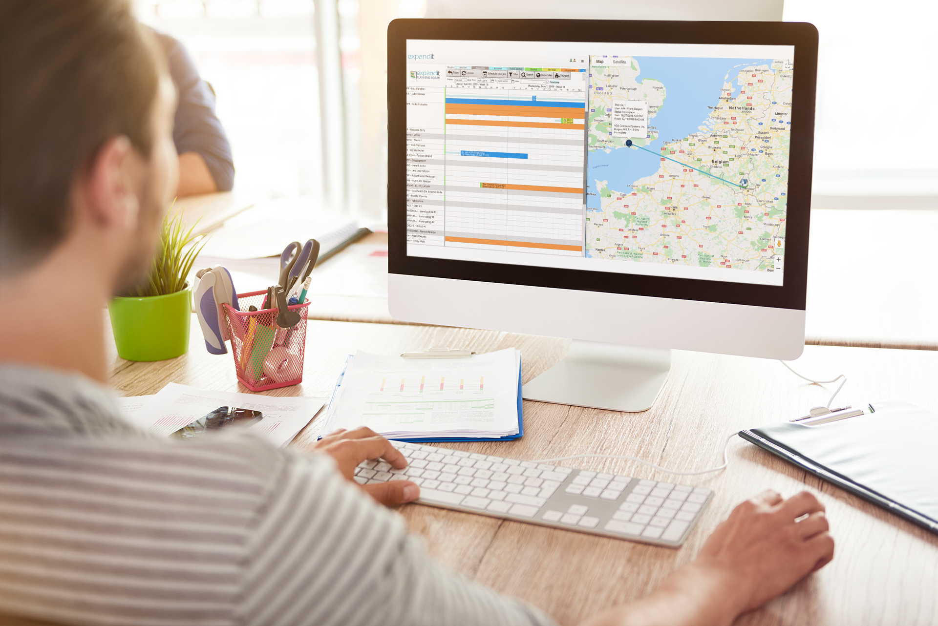 ExpandIT Resource Planning map view on computer screen